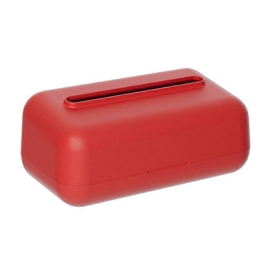 Tissue Box Holder with Spring Loaded Lid, Modern Ceramic Napkin Holder for Home and Office, Red
