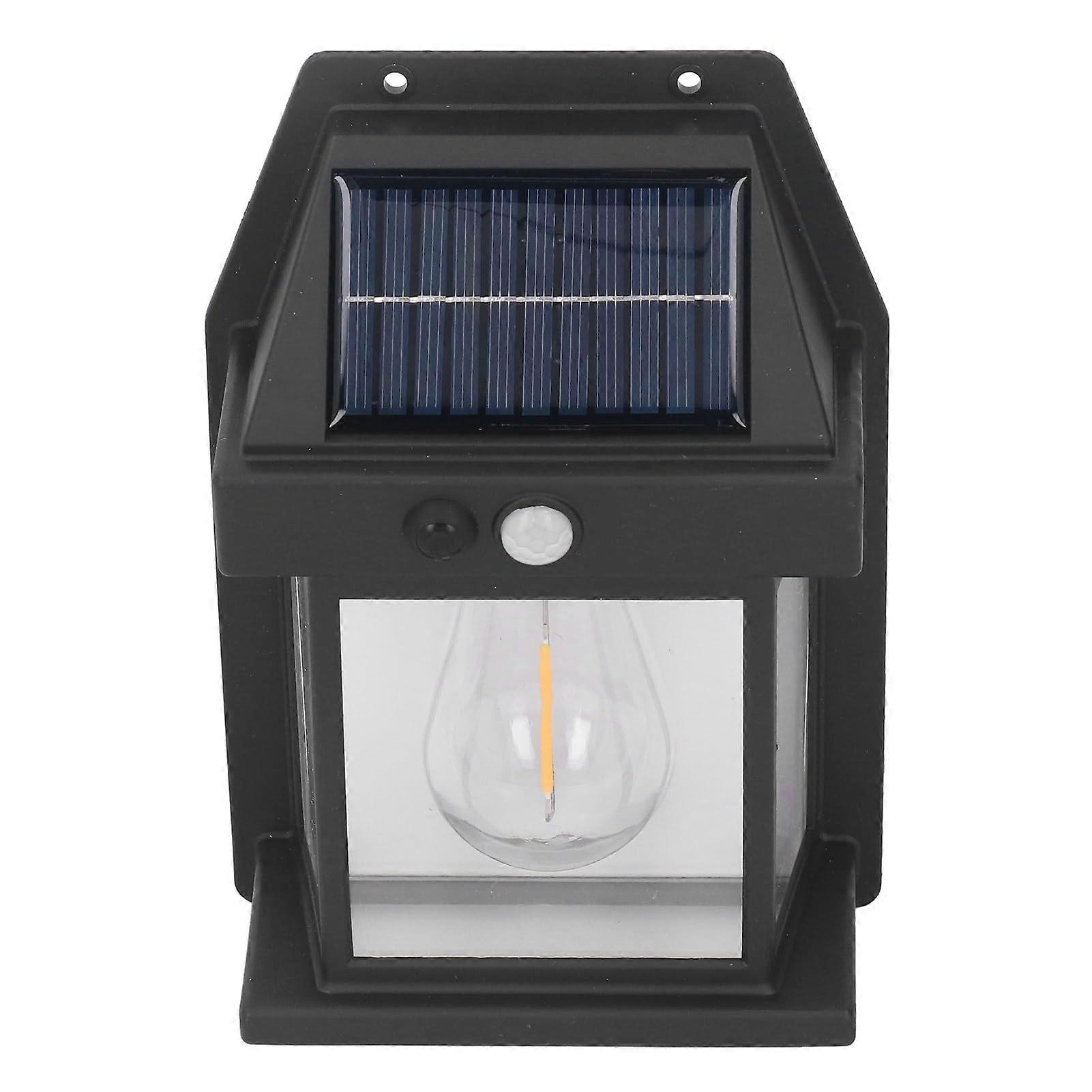 Solar Wall Light with Motion Sensor, 3 Modes, Dusk to Dawn Outdoor Solar Lantern for Porch, Garage, Backyard (Black)