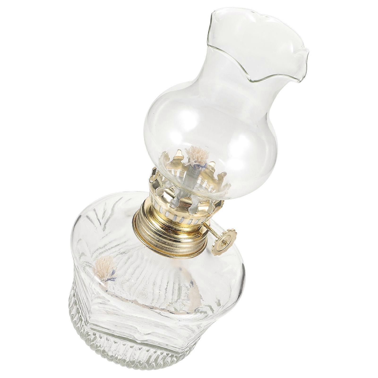Glass Kerosene Lamp for Tabletop Use 1Set Transparent Vintage Oil Light