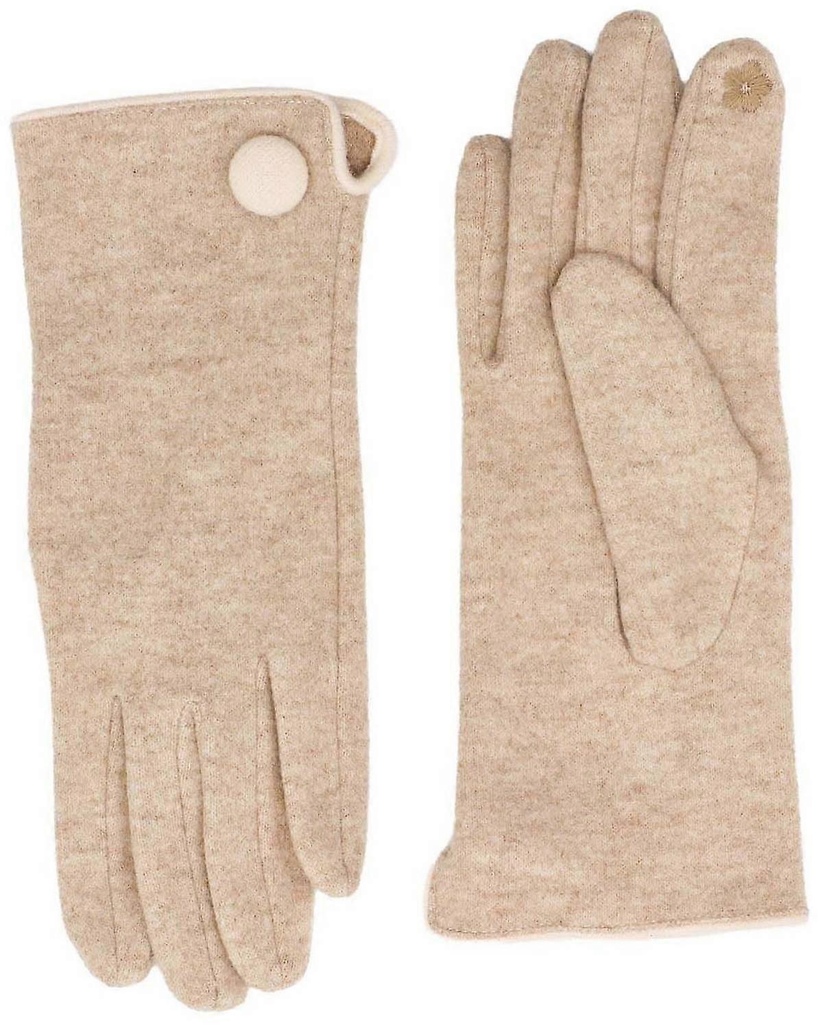 Zelly Button Detail Gloves - Taupe Beige
