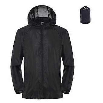 Hooded Long Sleeve Shrinkable Cuffs Pockets Zipper Placket Windbreaker Jacket Men Women Waterproof Sun Protection Coat