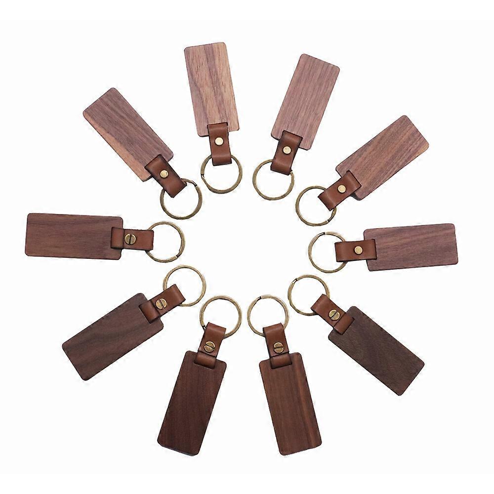 USA 10Pack DIY Blank Wood Keychain Key Tags Wood Keychains Key Holder Key Fob