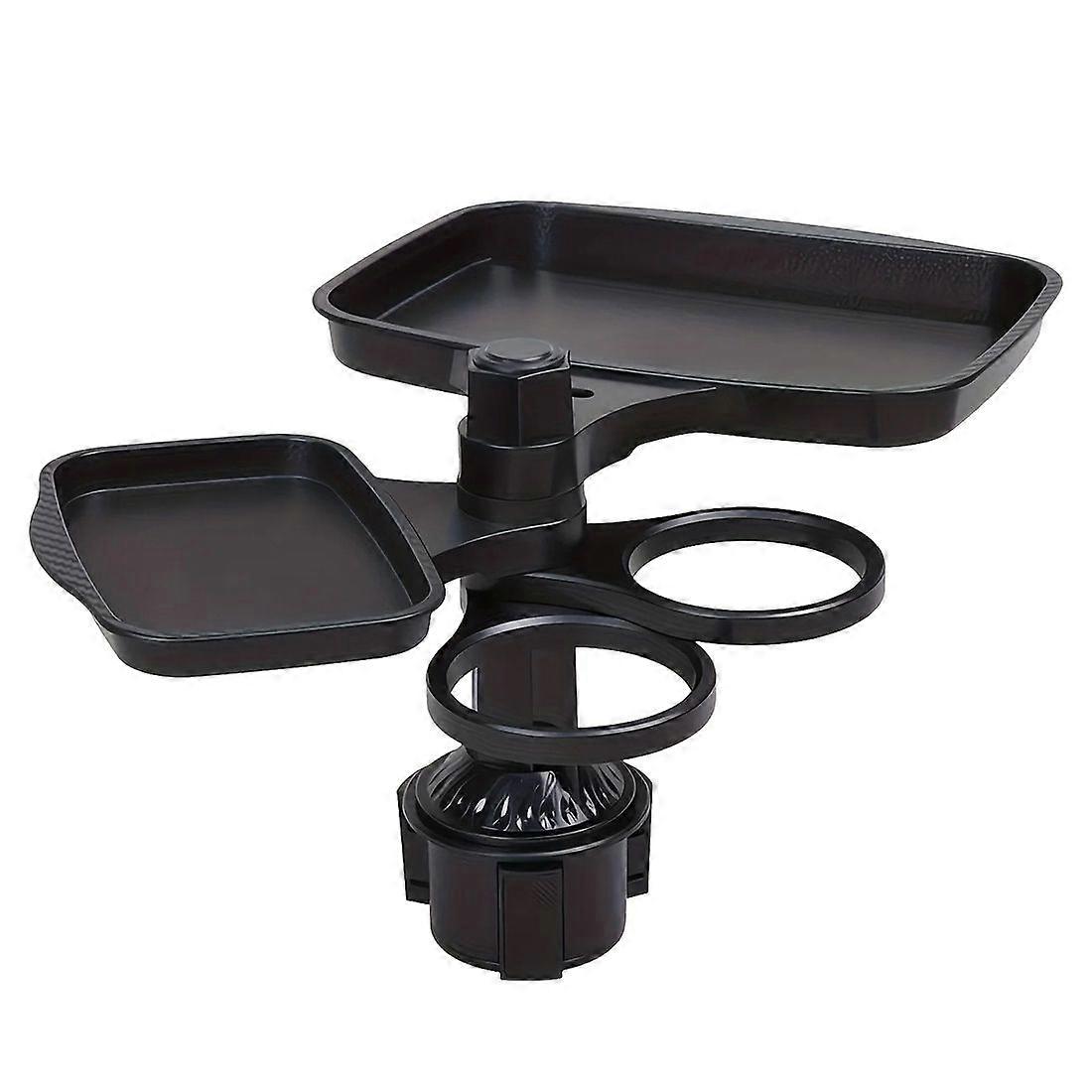 Detachable Car Cup Holder Tray-Expandable Food Table with 360 Rotating Design Sturdy Base for Tri
