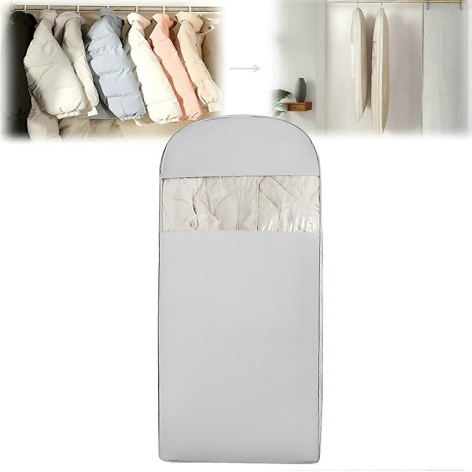 Garment Storage Bag XL with Zipper Compression for Coats and Suits, Dustproof Space Saver Organizer Gray