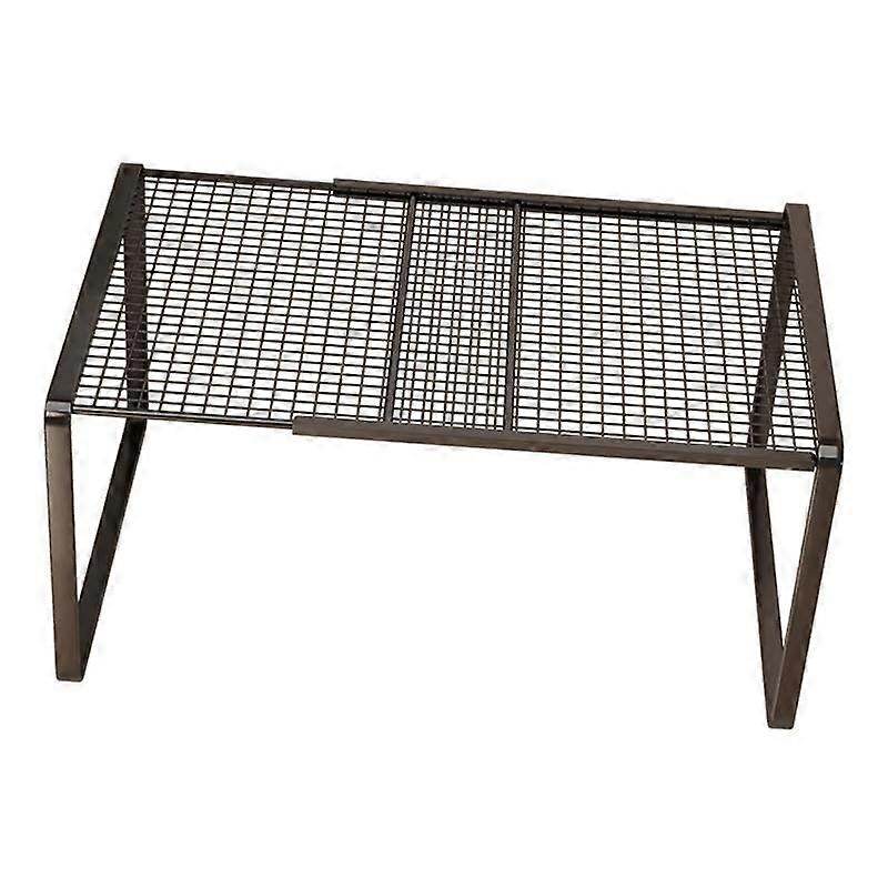 Expandable Cabinet Organizer Shelf with Stackable Storage Rack for Kitchen Bathroom Office, Black S