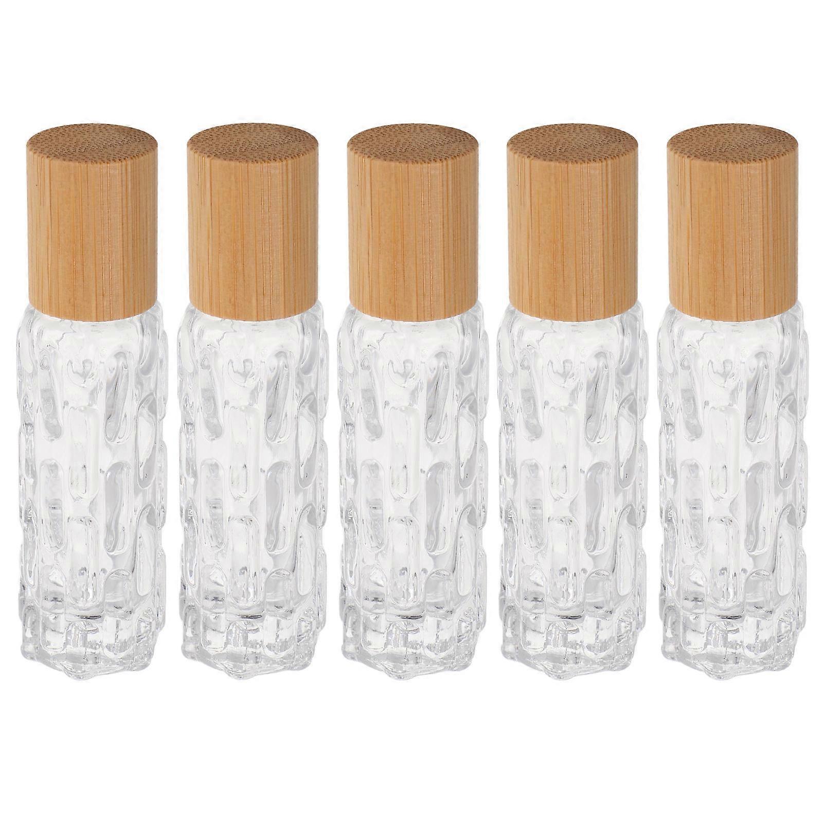 Roller Bottles for Essential Oils with Bamboo Lid 5Pcs