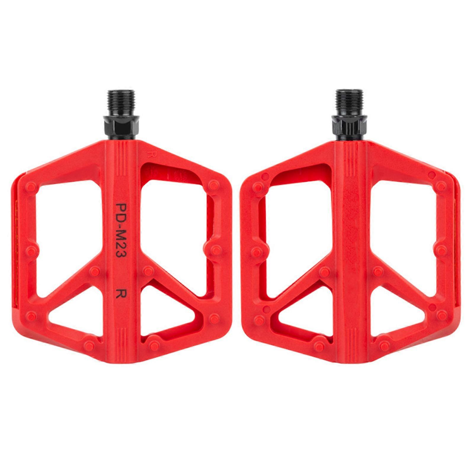 7 Color Option Bicycles Pedals Platform with Double Bearing & Reflective Strips and Light Weight Nylon for Long Ride  Red