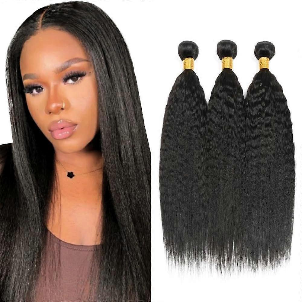 Extensões de cabelo humano Kinky Yaki, brasileiro virgem, textura afro natural, 8, 10 e 12 polegadas.