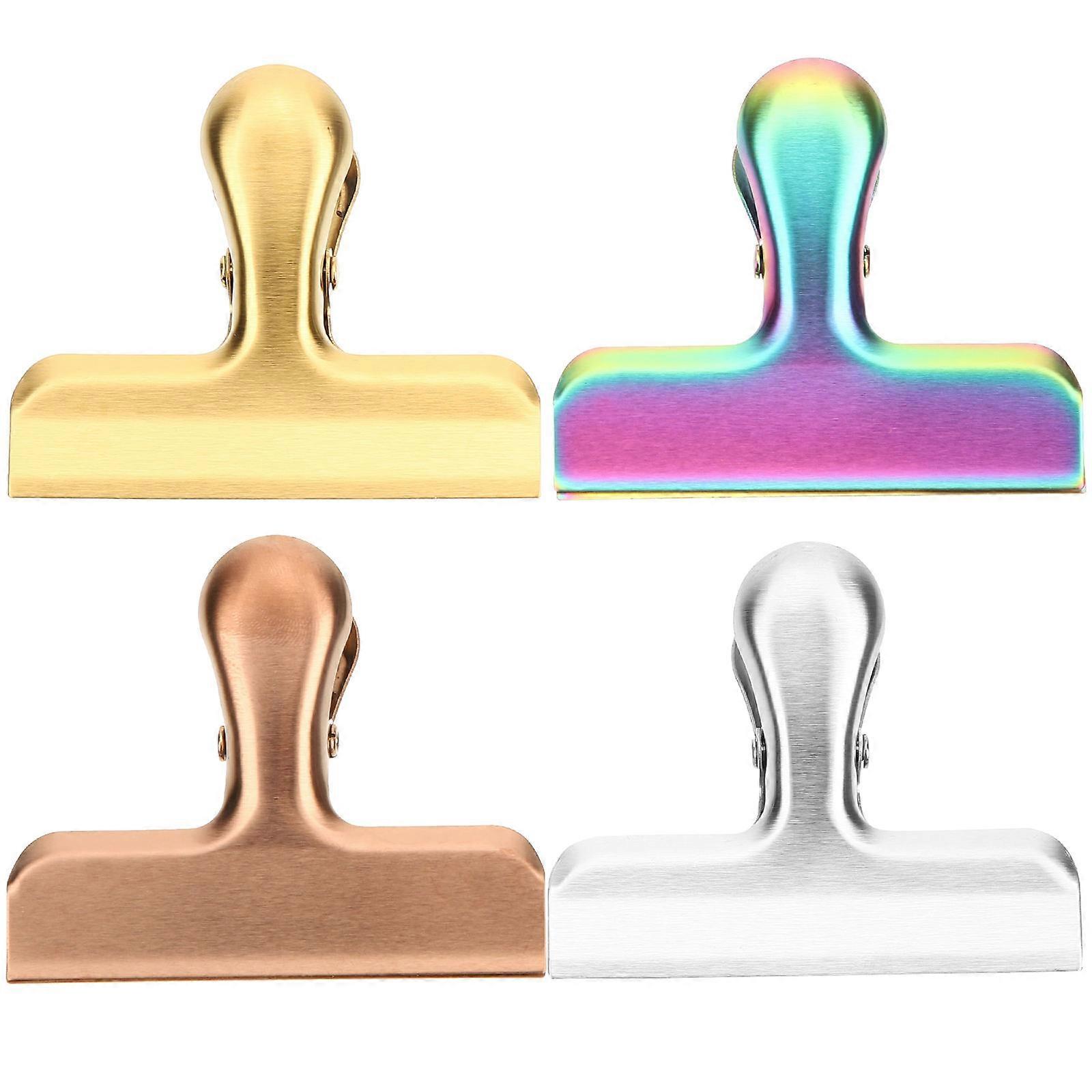 Chip Clips Reusable Pouch Clip Rectangular Stainless Steel Everyday Use 4Pcs