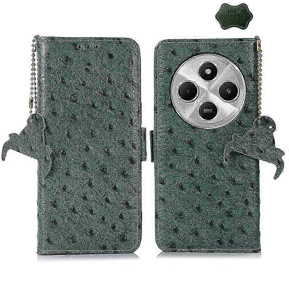 Ostrich Pattern Leather RFID Phone Case 2025