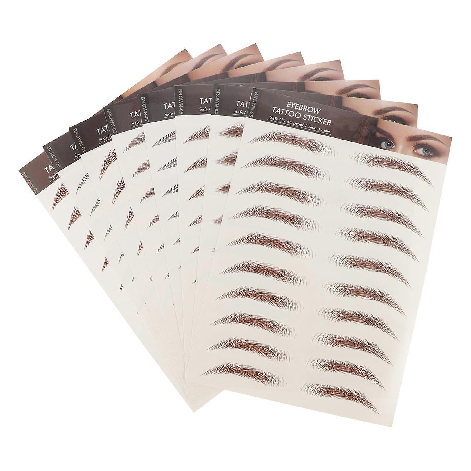 Makeup Eyebrow Sticker Brown Waterproof Eyebrows Stickers for 8 Sheets