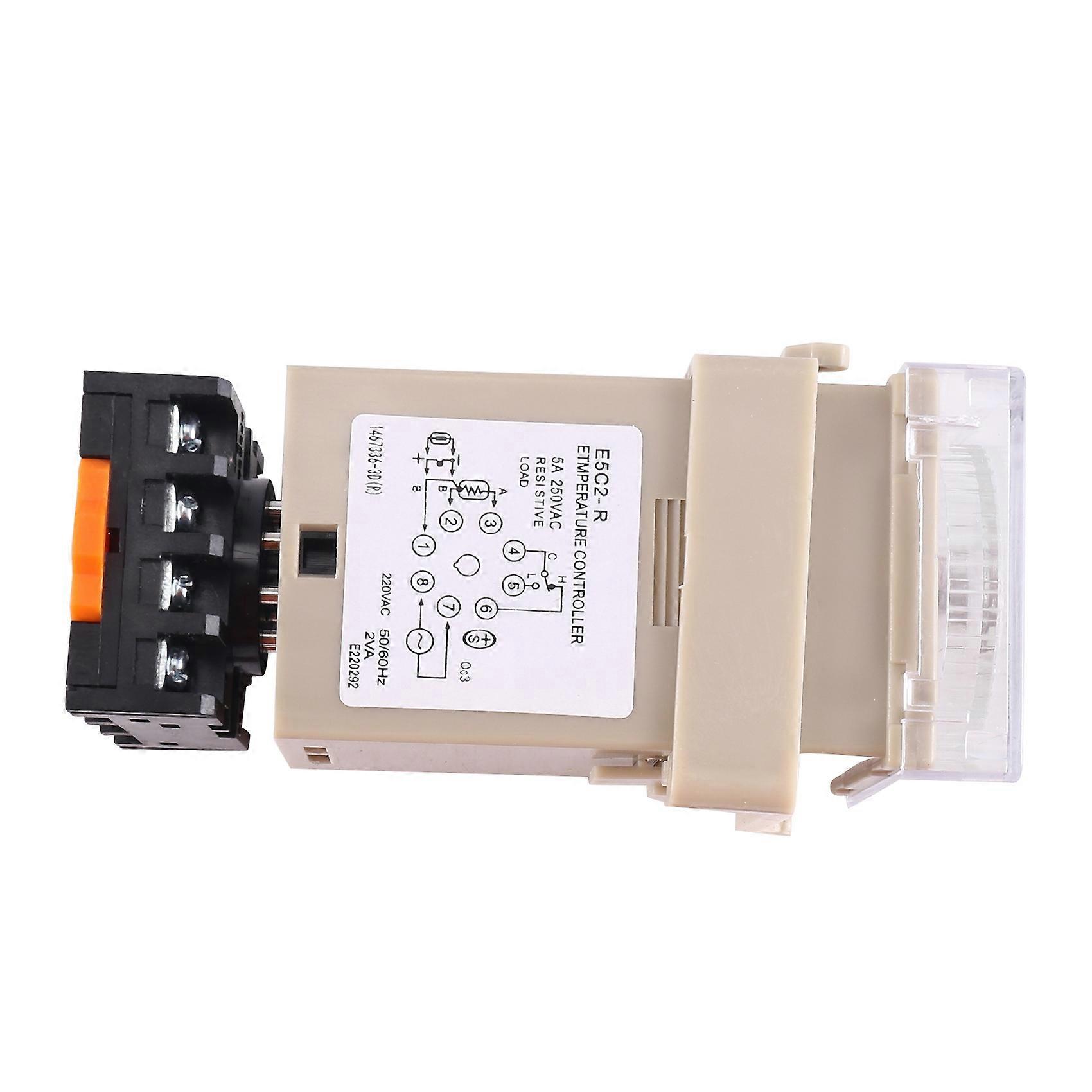 1PCS E5C2 Guide Rail Type Temperature Controller 220V 0~399℃ Digital Display Pointer Control Switch(B)