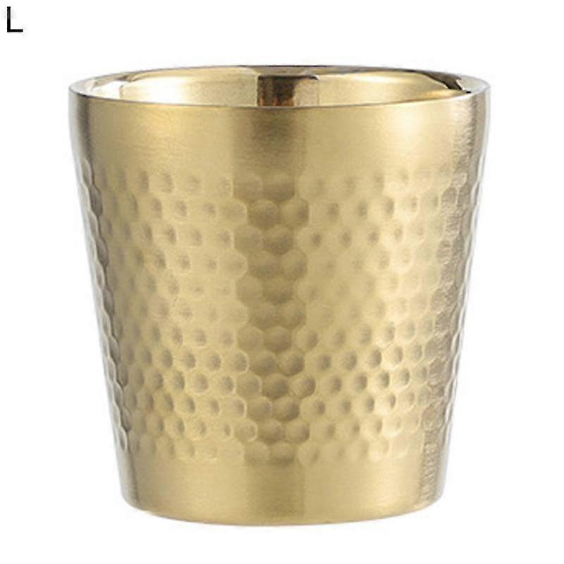 175ML Stainless Steel Hammered Heat-resistant Double-layer Drinking Mug, Stackable For Home Use