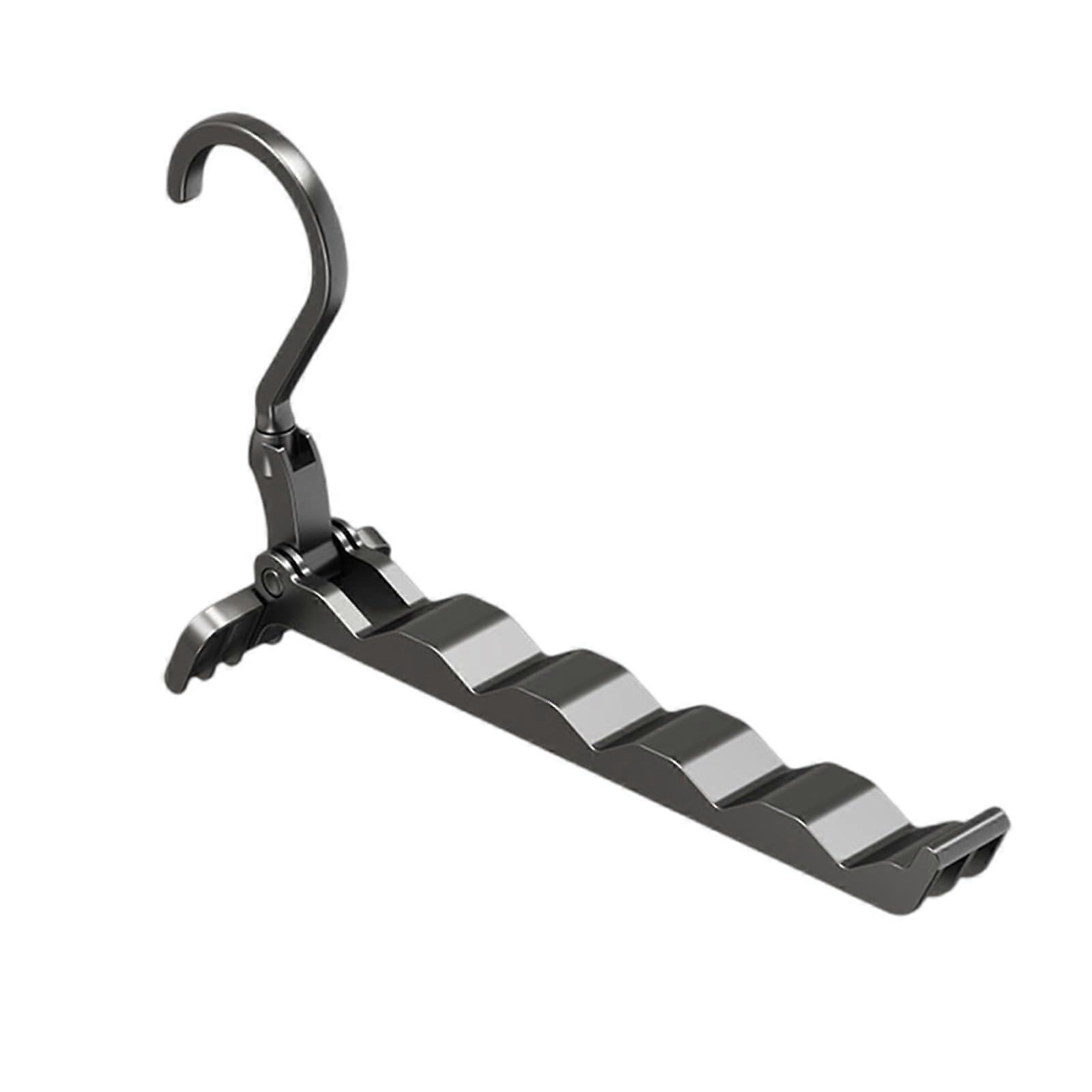 Foldable Clothes Drying Rack with 5 Hangers, Space Saving Portable Design for Travel, Black