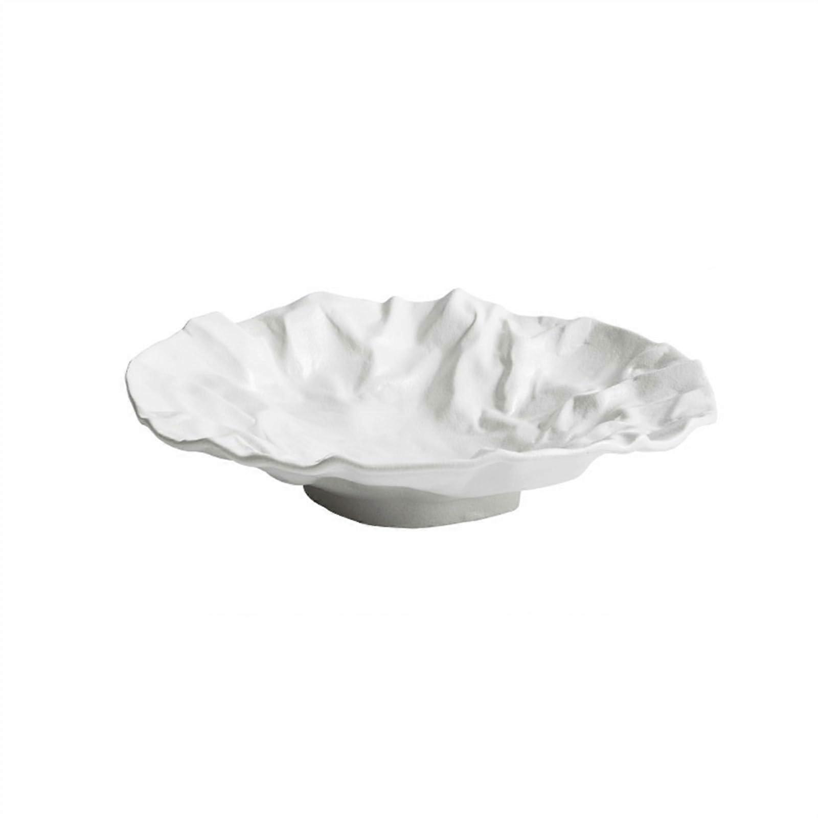 9 Inch Ceramic Salad Plate with Elegant Solid Color Wrinkled Design, Stackable Dinner Plate