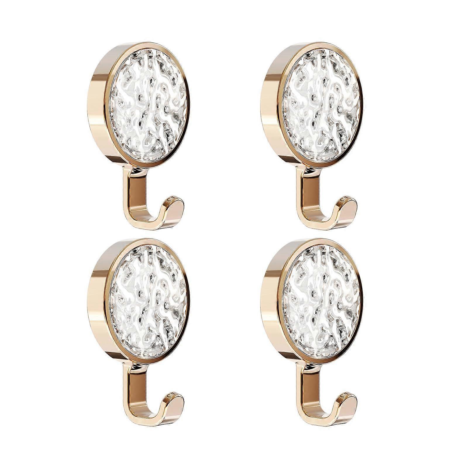 4pcs Rustproof Bathroom Hooks with Strong Adhesive Gold Wall Hooks for Kitchen and Home Storage