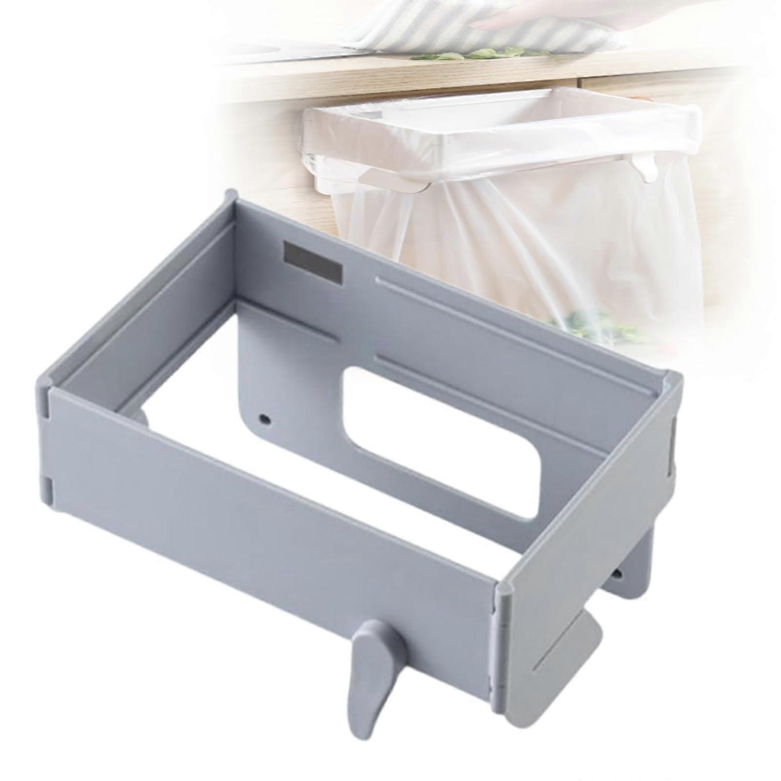 Foldable Trash Can with Magnetic Closure, Wall Mounted SpaceSaving Garbage Bin for Kitchen Cabinet Doors (Gray)