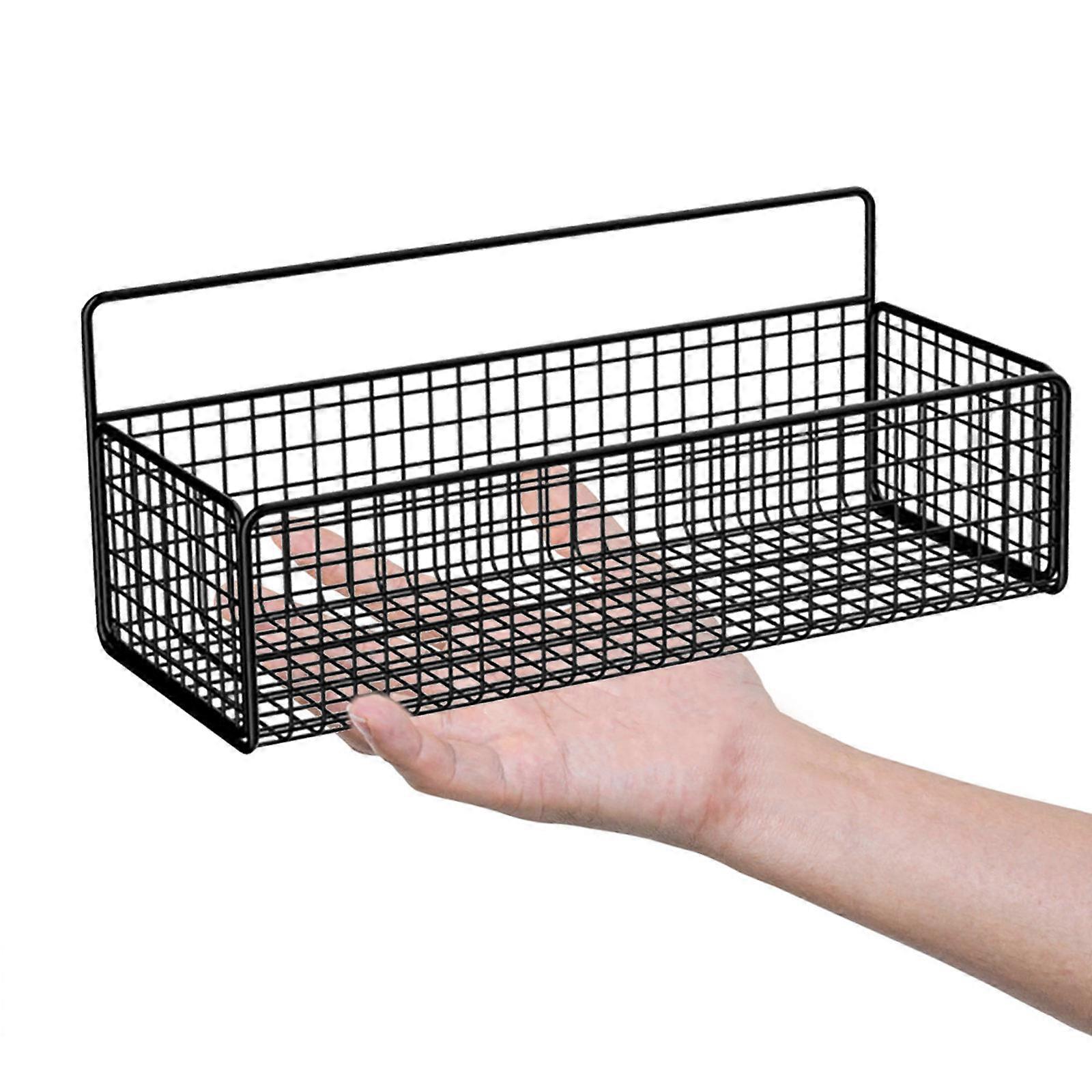 Black Iron Shower Storage Basket for Bathroom and Kitchen Use
