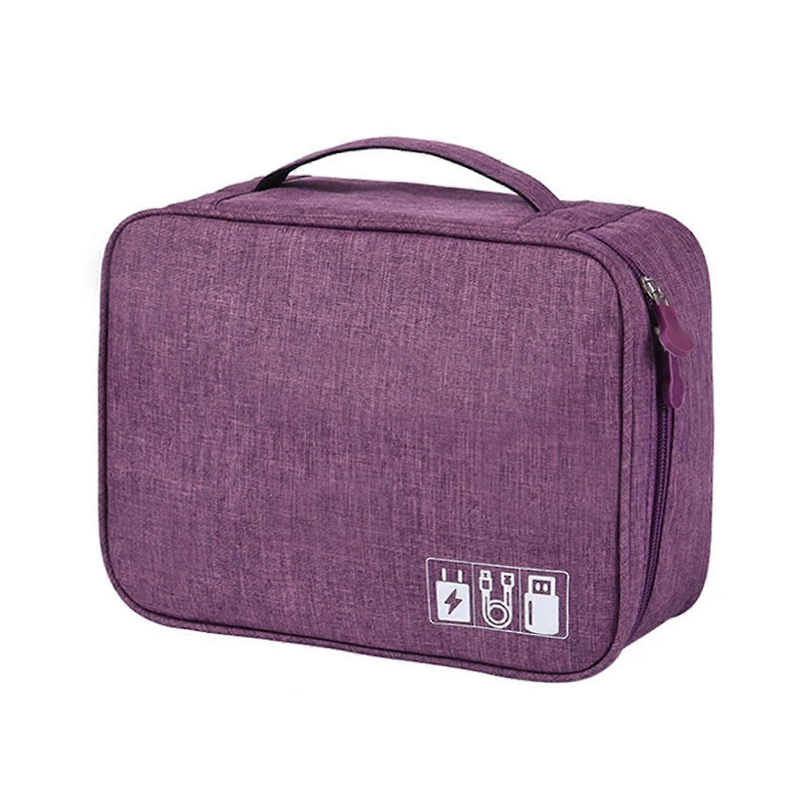 Cable Organizer Bag for Electronics with MultiCompartments, Travel Storage Case Purple 1 Layer