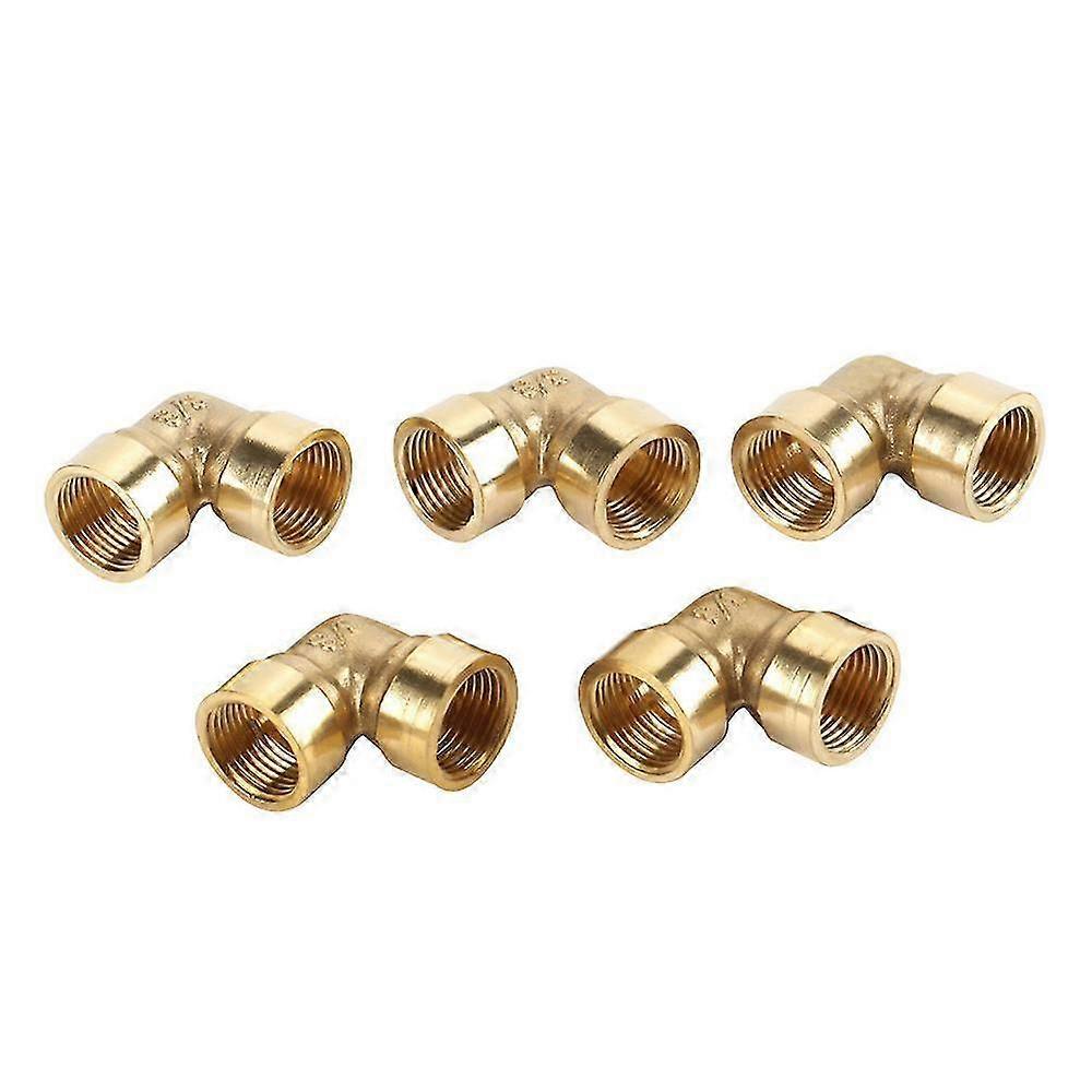 Brass 90 Degree Elbow 3/8 BSP Internal Thread Pipe Fitting Adapter 5 Pcs