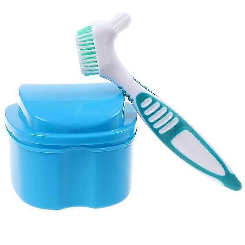 Denture Box And Brush Set Retainer Cleanning Denture Case Brush Toothbrushd