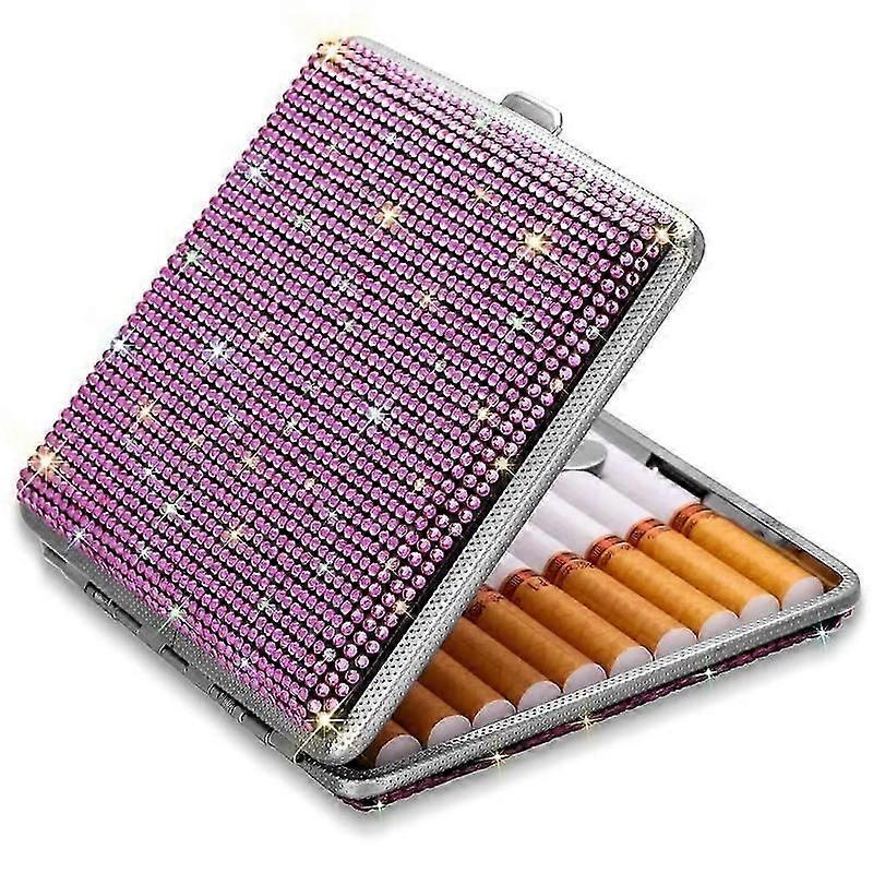 Diamond-encrusted metal cigarette case portable