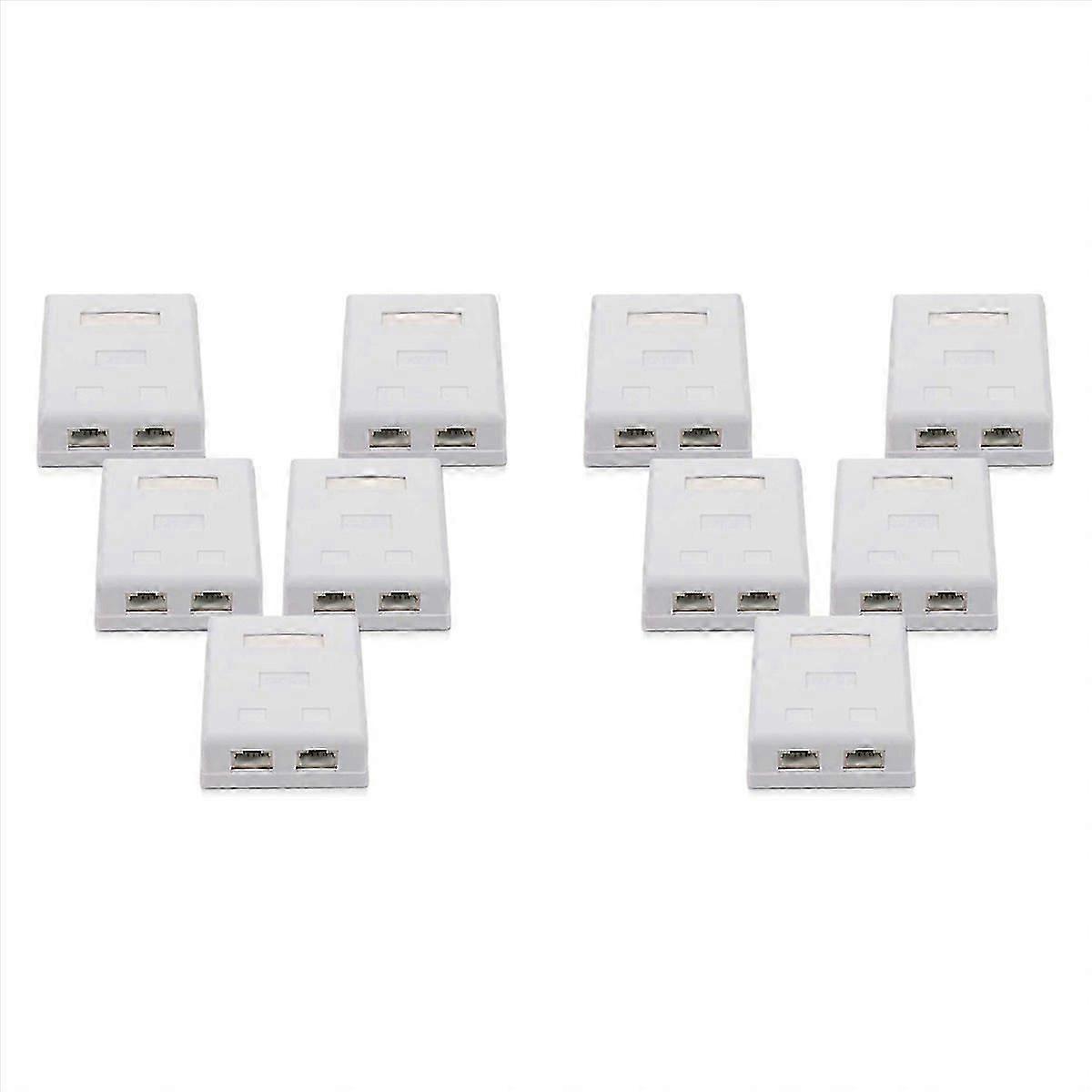10X RJ45 Network Socket - Shielded Mounted Double Wall Socket with CAT6A Ethernet LAN Cable Port