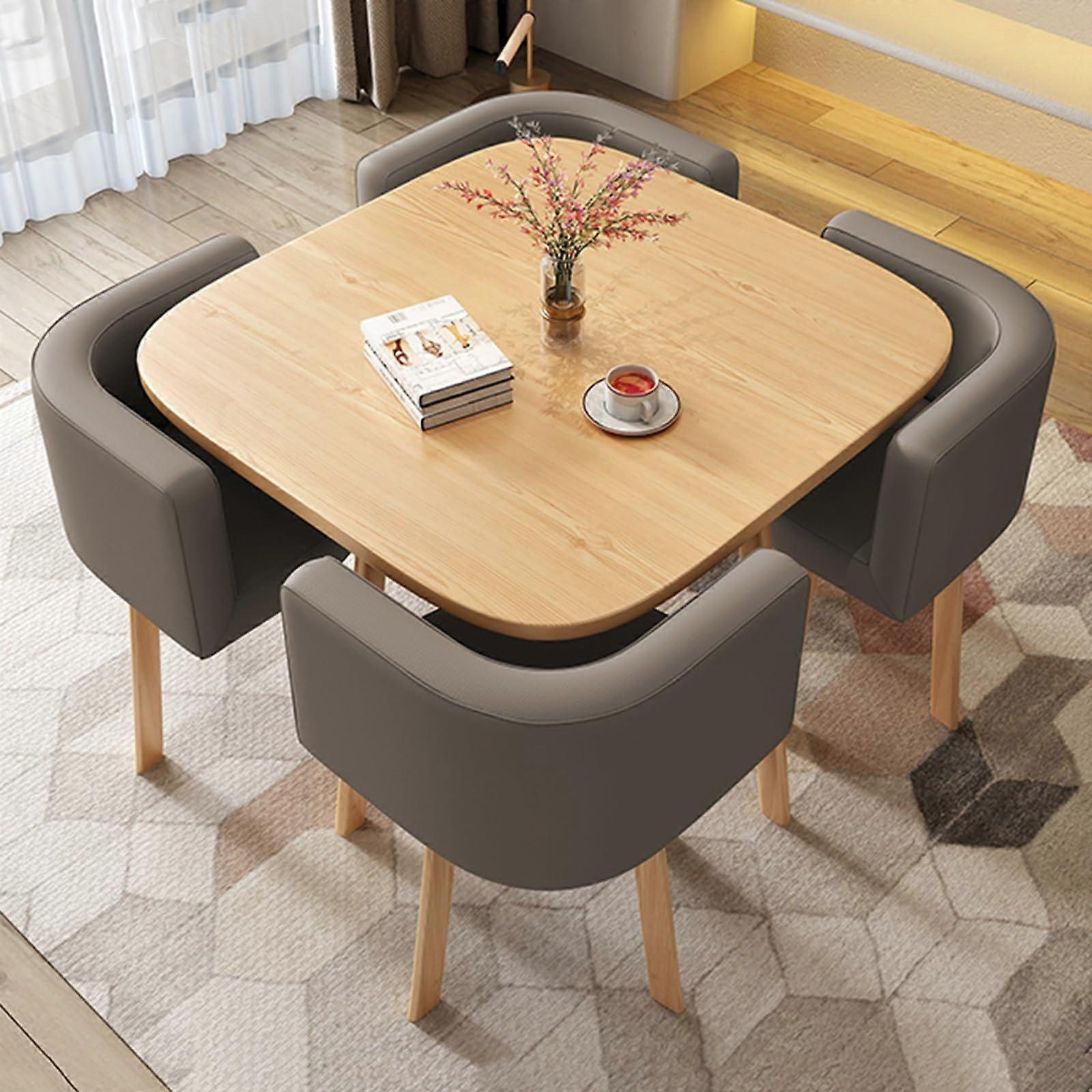 Small Space Dining Table and Chairs Set with Ergonomic DShaped Back and Easy Clean Leather Upholstery