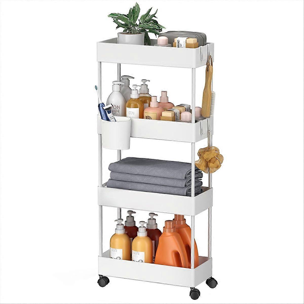 Tier Rolling Utility Cart, Movable Slim Storage Rack for Kitchen B