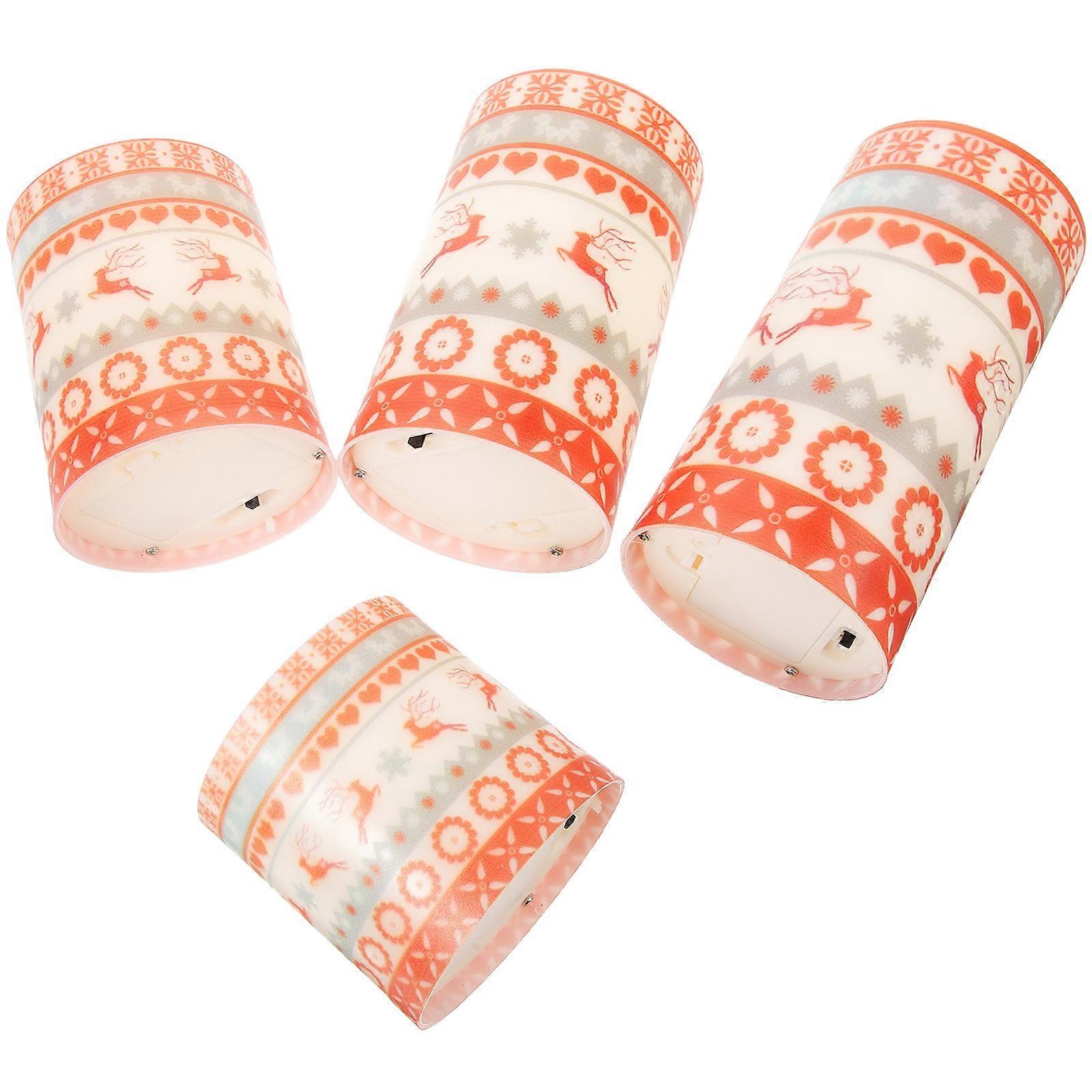 Christmas Flameless Candle Light Electronic Candle Decorations 4Pcs Set