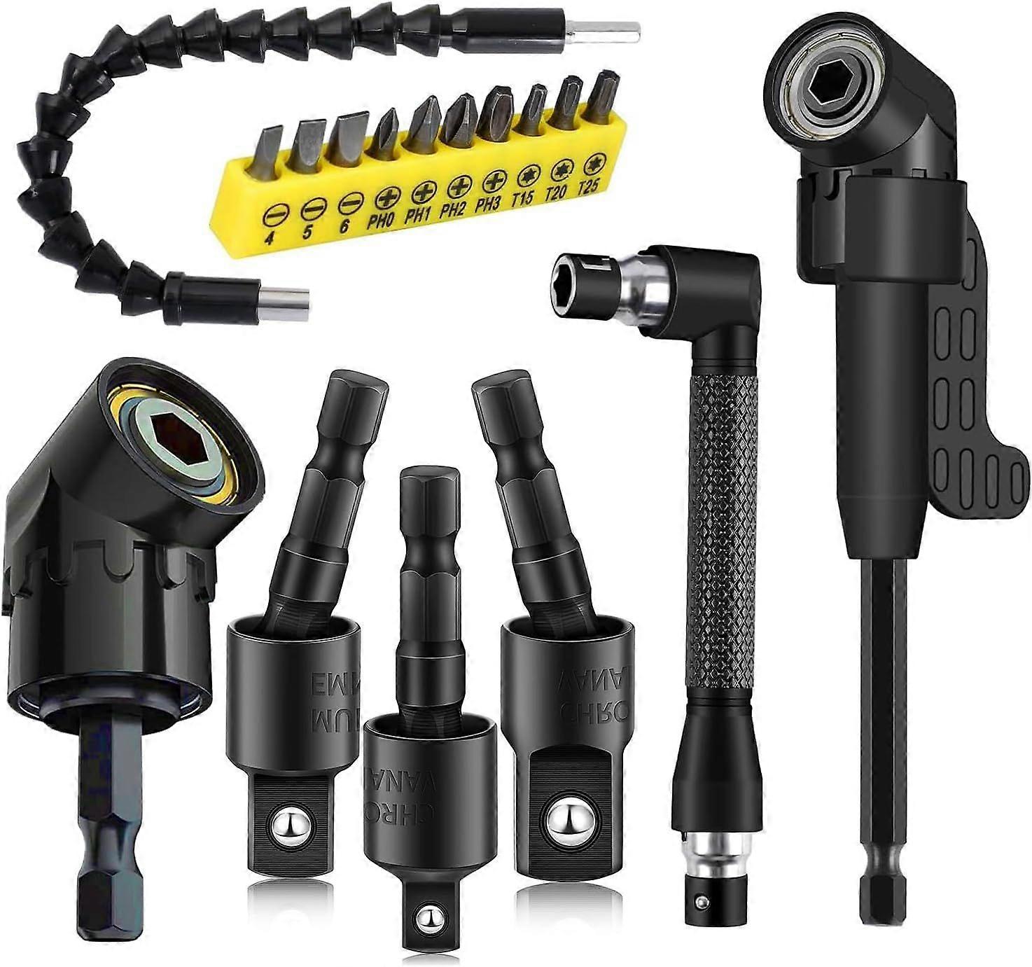 17Pcs Flexible Drill Bit Extension, Include 3Pcs Rotatable Socket Adapter 2Pcs