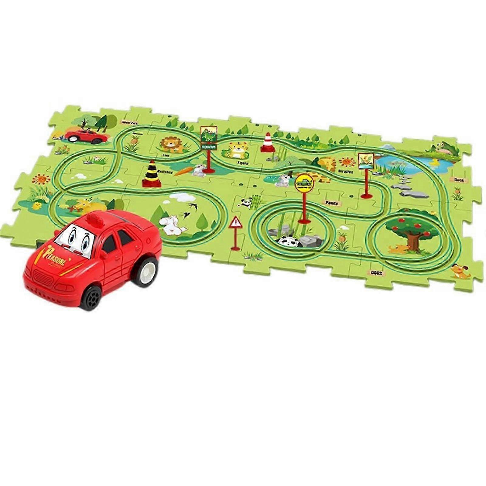 DIY Assembling Electric Trolley,Children's Educational Puzzle Track Car Play Set