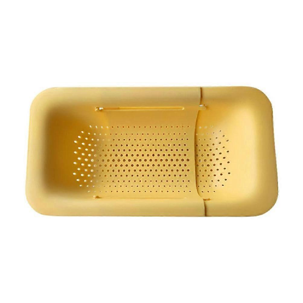 Retractable Dish Drying Rack for Kitchen Sink, Space Saving Expandable Drain Basket Yellow