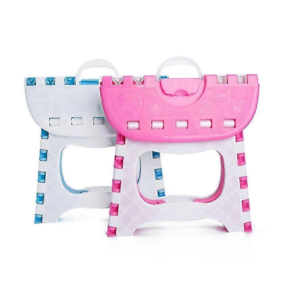 Plastic Folding Step Stool for Sitting with Handle Portable Blue Stool