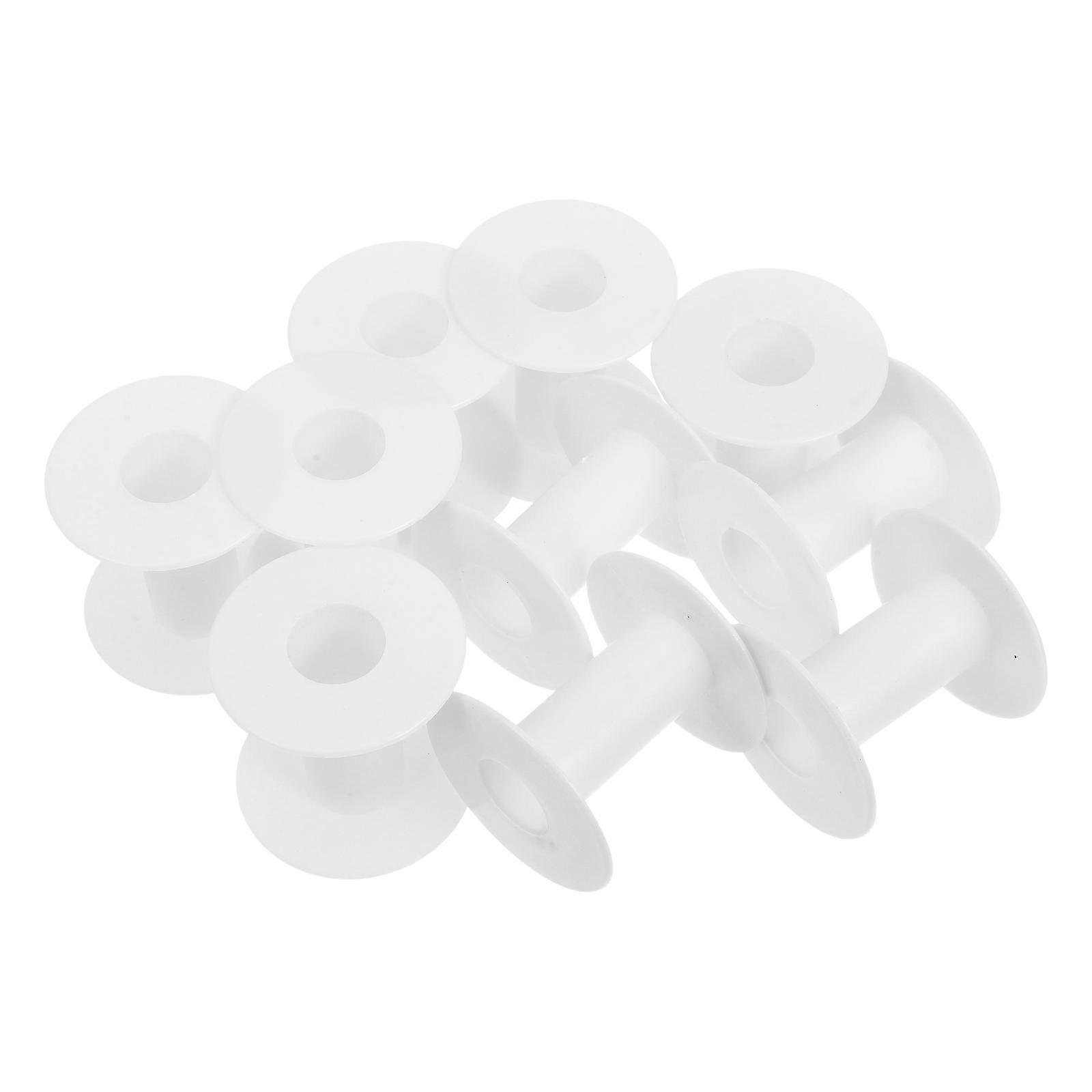 Plastic Empty Thread Bobbins Wire Bobbins for Sewing 10Pcs White