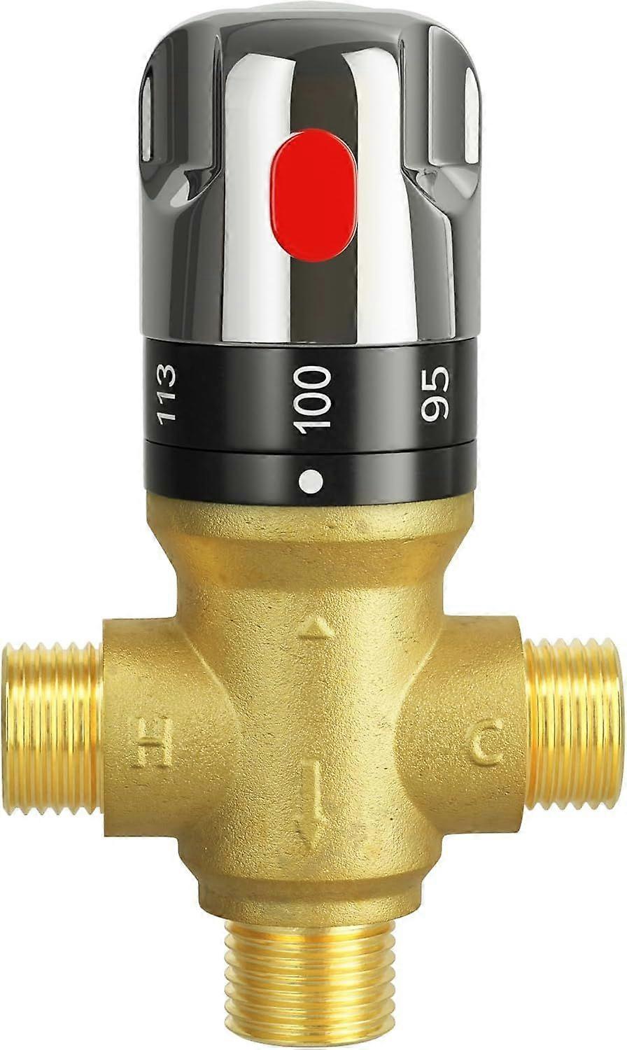 Thermostatic Mixing Valve, 1/2 NPT Solid Brass Temperature Control Valve