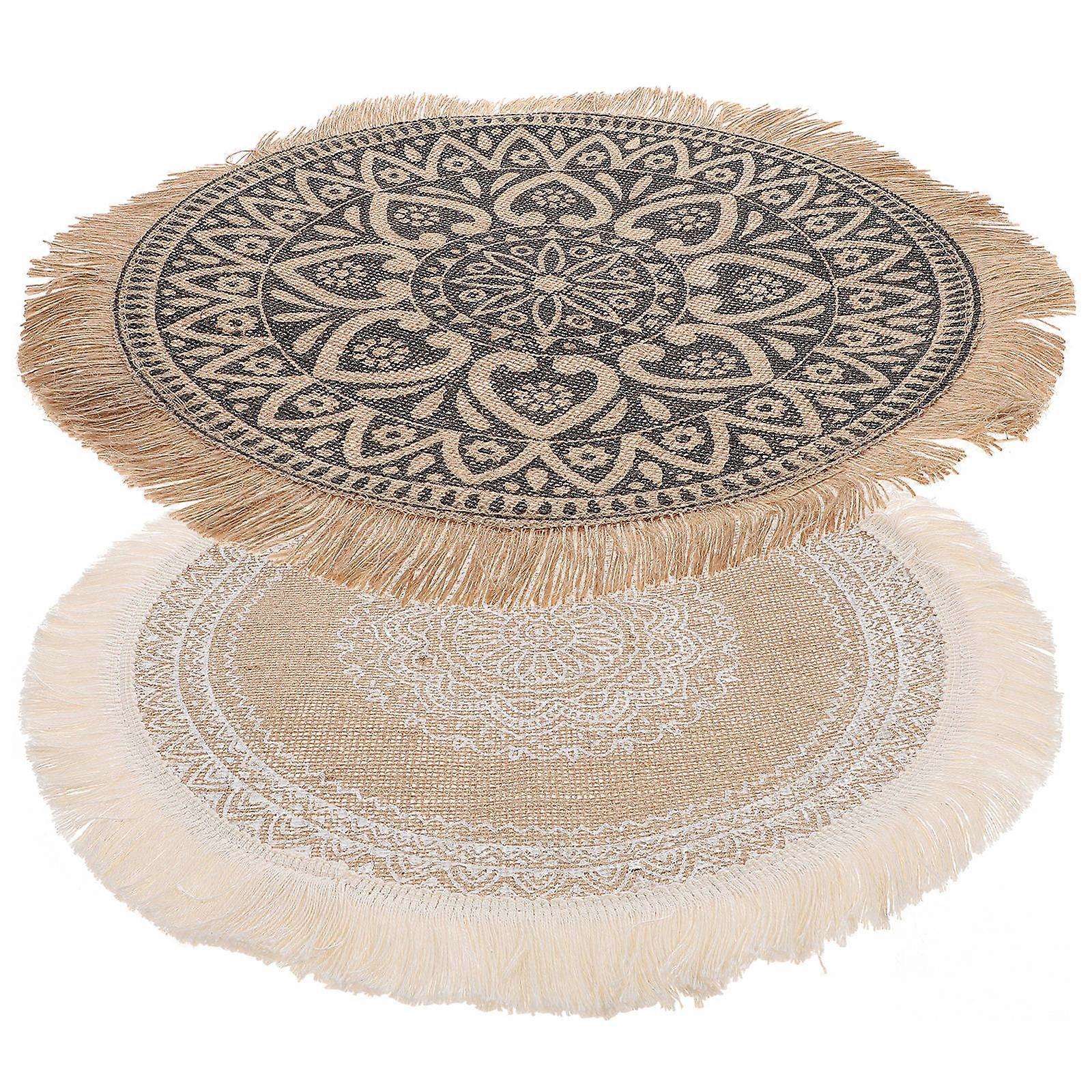 Assorted Color Table Mat for Heat Resistant Function 2Pcs Jute Placemat