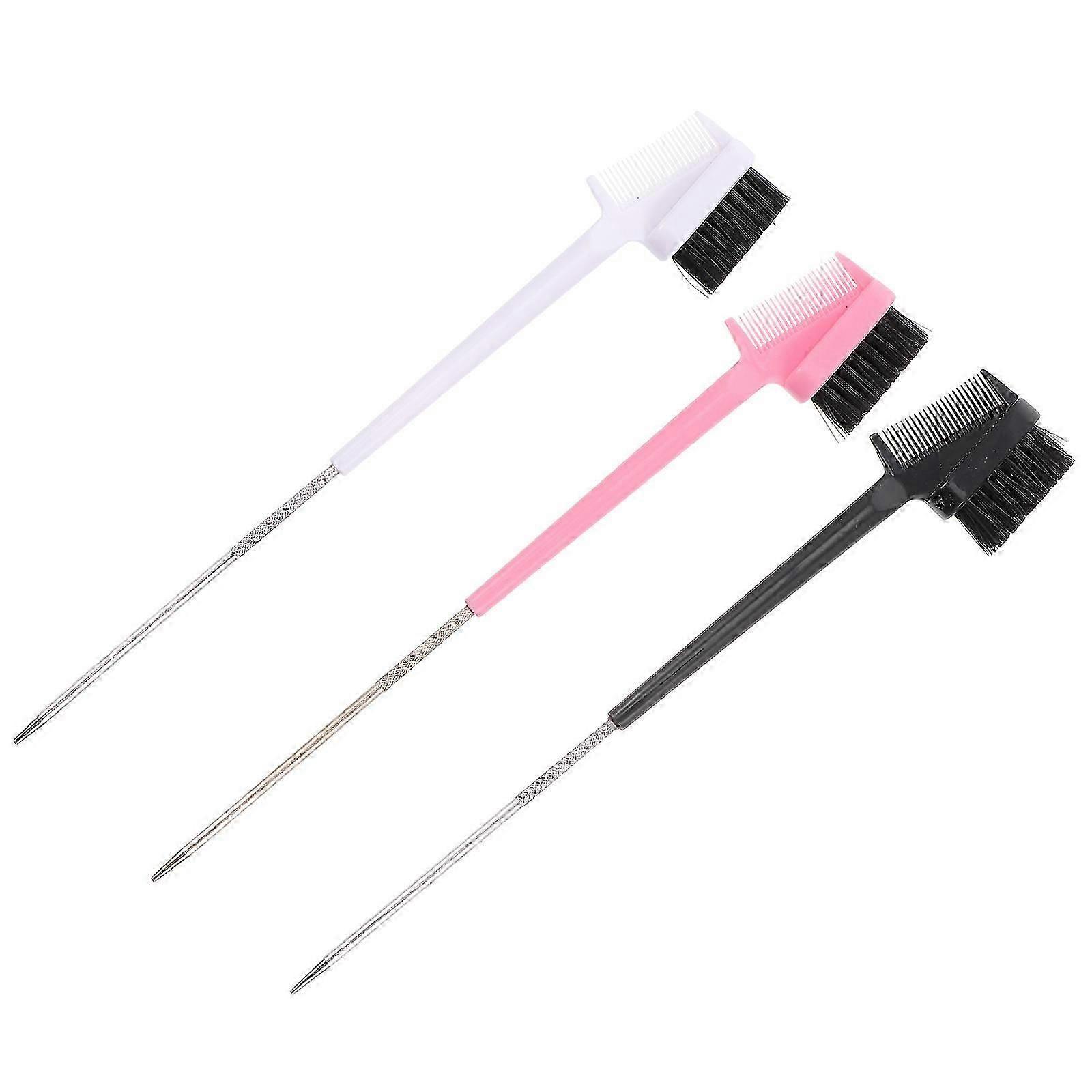 Eyebrow Brush Double Head Comb for Makeup Use 3Pcs Assorted Colors
