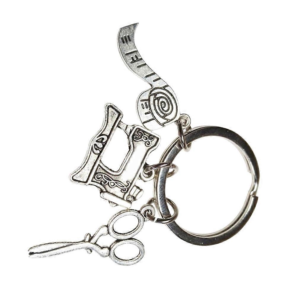 Creative Scissors Keyring Silver Metal Designer Keychains Ruler Function