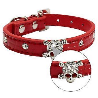 1 Pc Halloween Pet Collars PU Stylish Skull Design Crystal Dog Collars (Size M)