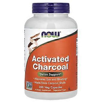 NOW Foods, Carvão Ativado, 200 Cápsulas Vegetais (280 mg por Cápsula), Embalagem com 2 Unidades