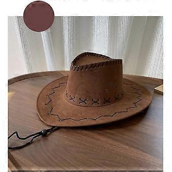 PurewH Cowboy Hat Sun Hat Wide Brim UV Protection Faux Felt Leather Suede Travel
