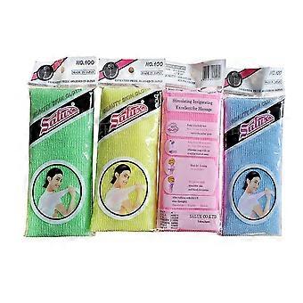 4 Pcs Beauty Skin Bath Wash Towel Long Exfoliating Nylon Bath Cloth Towel, 35 Inches, Yellow+blue+green+pink
