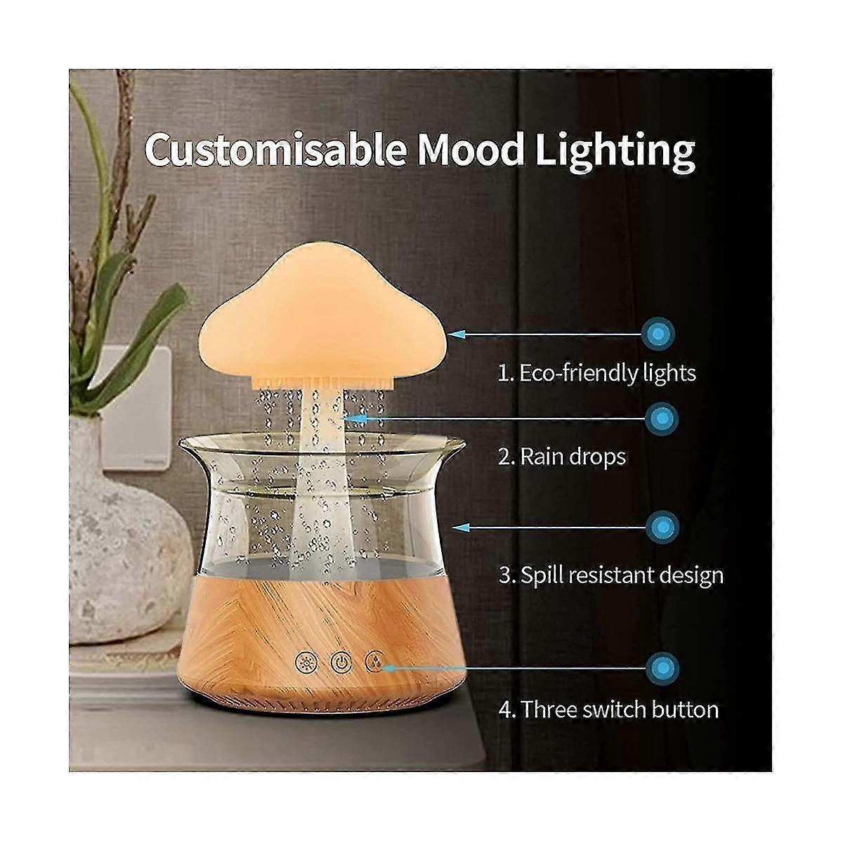 Rain Humidifier Diffuser With 7 Colors Night Lights, Essential Oil Therapy Diffuser With Remote Control
