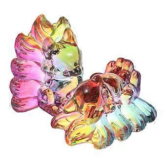 2 st Kristall Niosvansad Räv Staty Glas Räv Figur Hand Snidad Djur Samlarobjekt Skulptur För Hemmakontor Skrivbord Bordsdekoration
