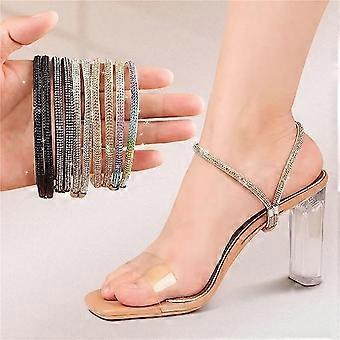 Rhinestone Elastic Anti-Loose Shoe Straps for High Heels, Detachable, 6pcs Compatible with Most Shoes