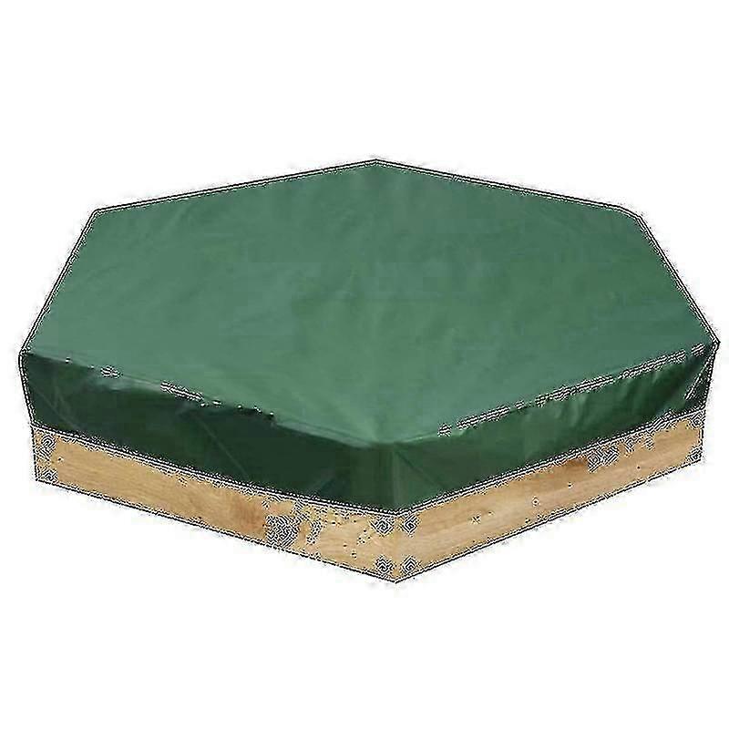 Hexagon Sandpit Pool Cover, Waterproof Dustproof Protective Protector with Drawstring Green