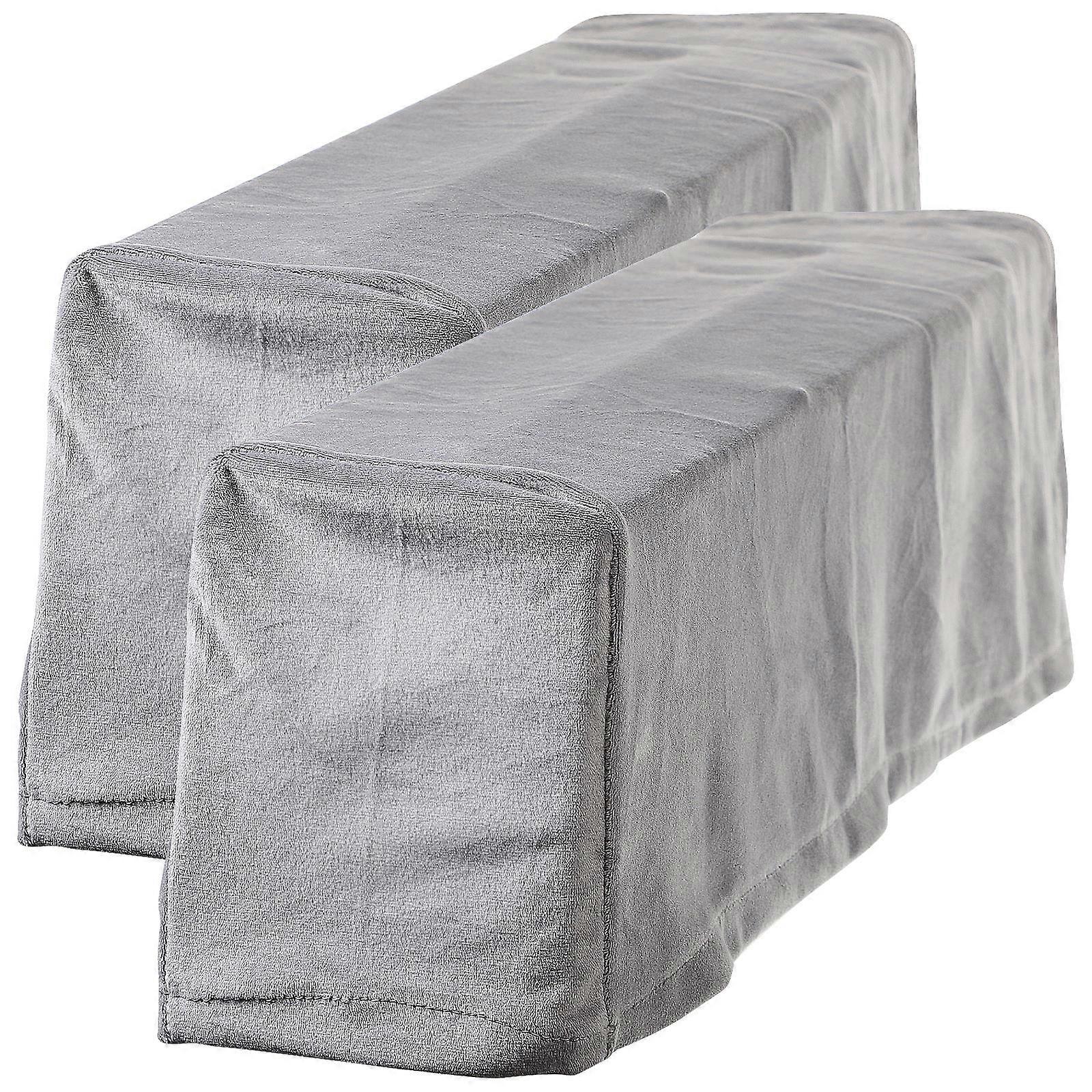 2Pcs Universal Sofa Armrest Cover Elastic Armrest Protector Solid Color Armrest Protective Cloth Grey