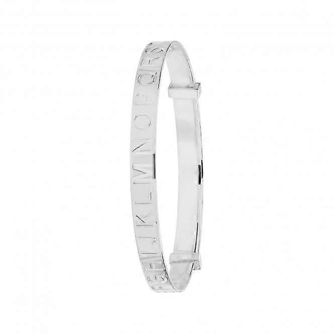Acotis Silver  Round Dia Cut Initials Adjustable Baby Bangle - Sterling Silver
