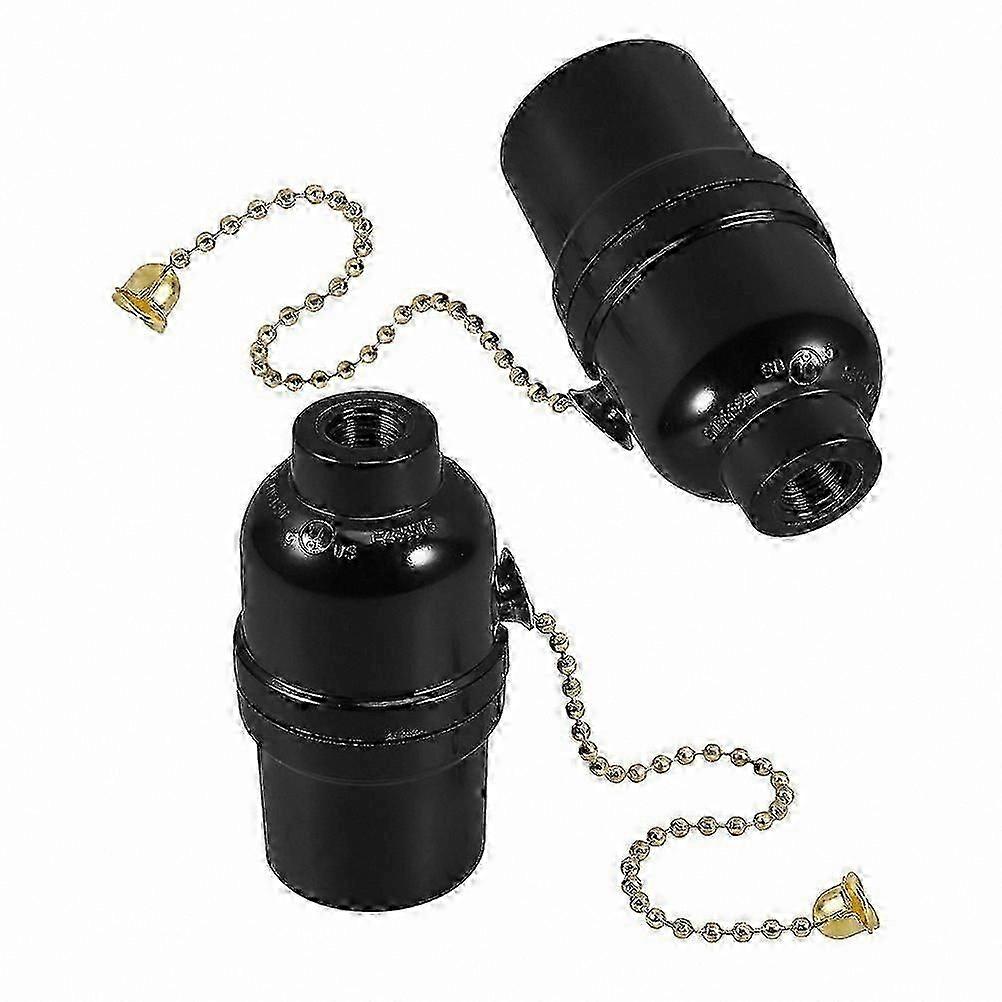 2Pcs Black Bakelite Pull Switch Lamp Holder, Durable Ceiling Light Switch